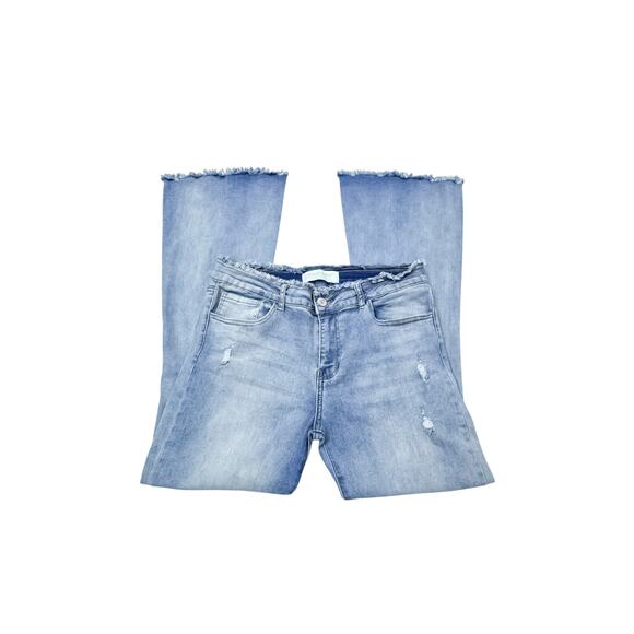 GoGo Jeans Eco Friendly Distressed Flare Jeans - 15/32 - Picture 2 of 10